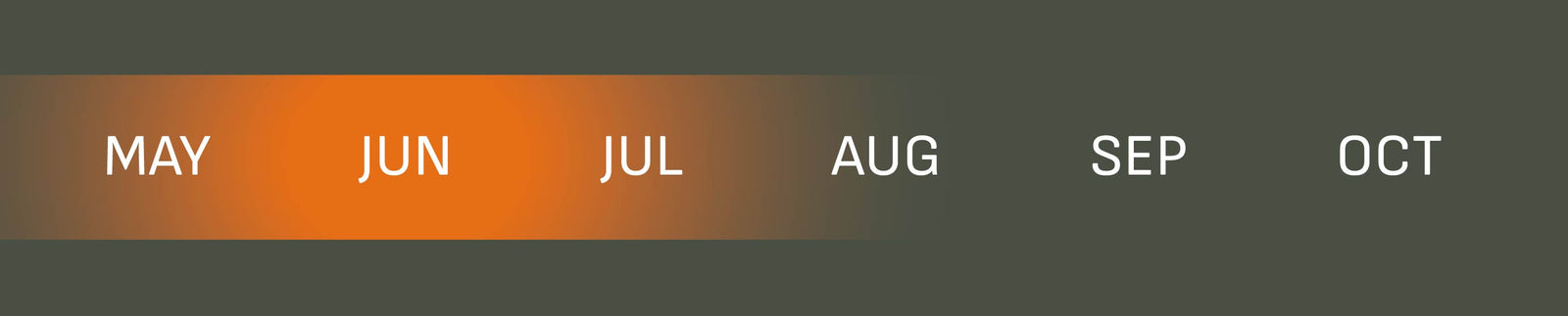 Months May to October labeled on a dark background