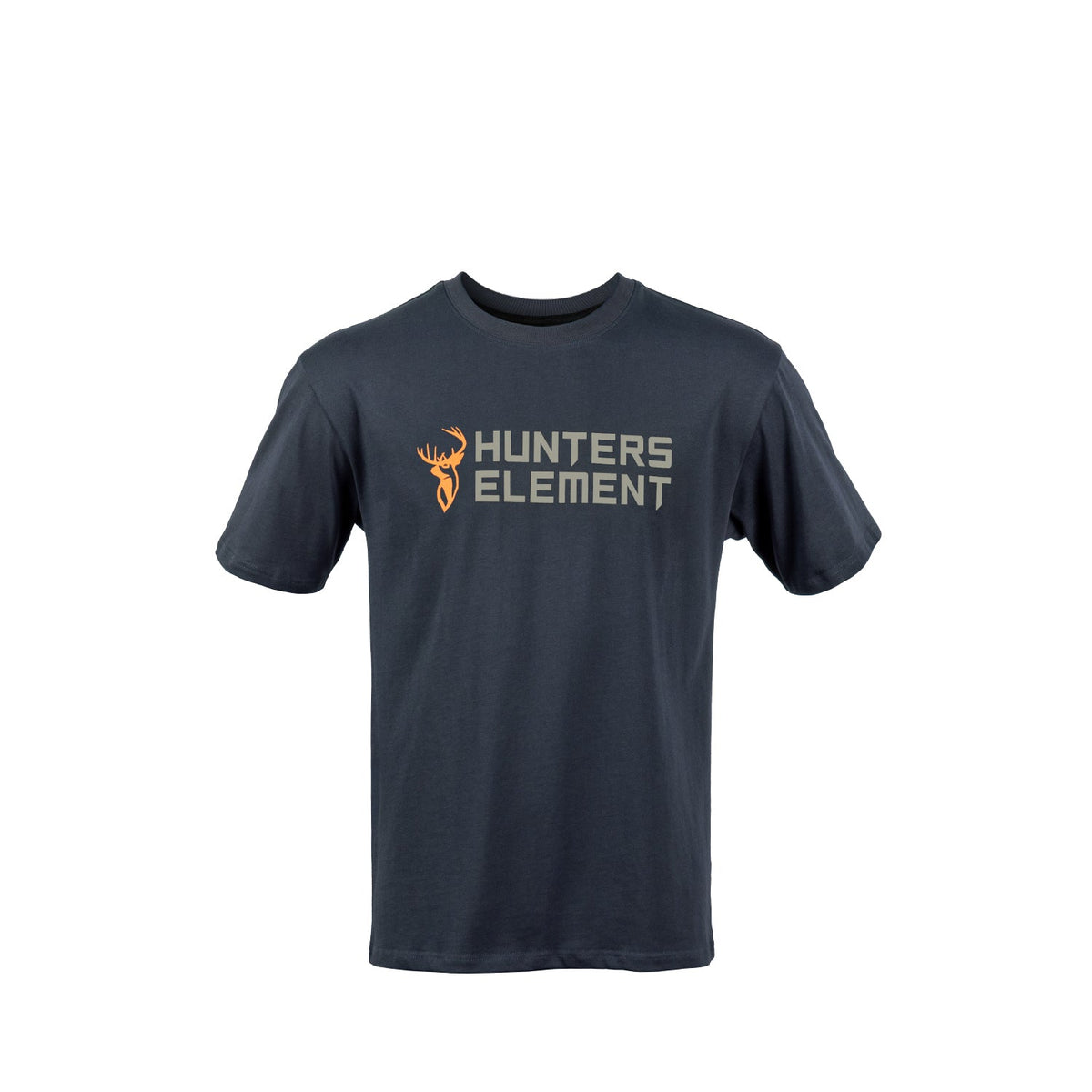 Mens Navy cotton t shirt with brand logo graphic main front