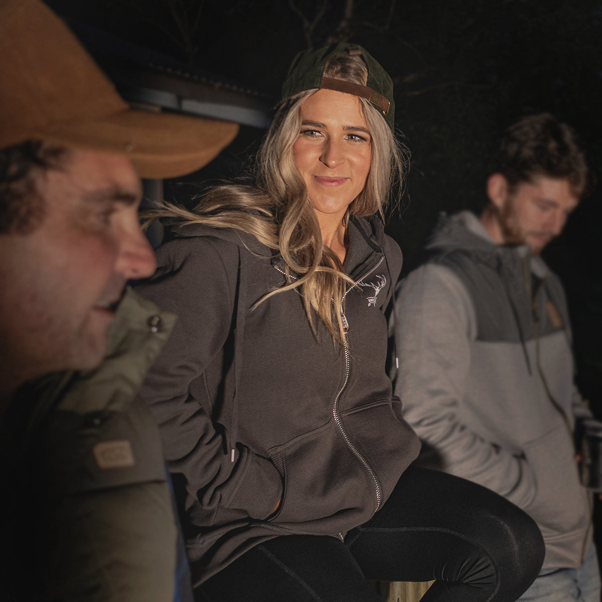 Hunters Element Red Stag Zip Hoodie Cotton And Polyester Black Full Zip Hoodie Womans Hunters Element Australia